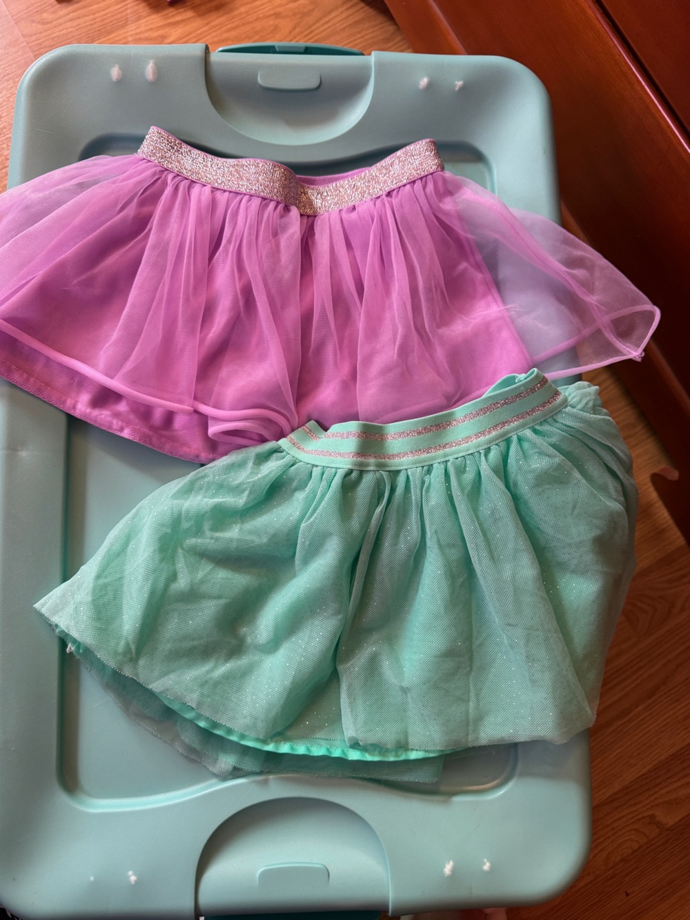 Cat & Jack Mint Skirt with Silver Glitter Stripes
